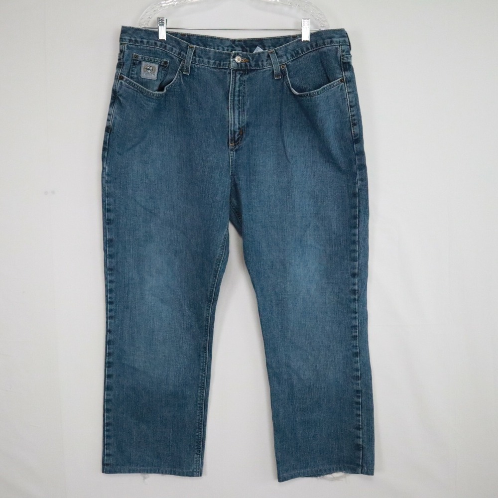 Cinch Jeans Mens 40x28 Silver Label Slim Fit Straight Western Cowboy Denim Blue